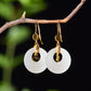 Silver gold plated Hetian jade earrings