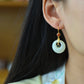 Silver gold plated Hetian jade earrings