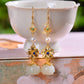 Silver gold plated Hetian jade earrings