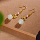 Silver gold plated Hetian jade earrings