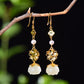 Silver gold plated Hetian jade earrings