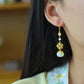 Silver gold plated Hetian jade earrings