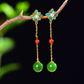 Silver gold plated Hetian jade earrings