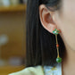 Silver gold plated Hetian jade earrings