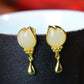 Silver gold plated Hetian jade earrings