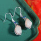 Silver gold plated Hetian jade earrings