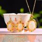 Silver gold plated Hetian jade set