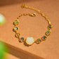 Silver gold plated Hetian jade bracelet