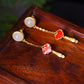 Silver gold plated Hetian jade earrings