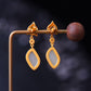 Silver gold plated Hetian jade earrings