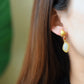 Silver gold plated Hetian jade earrings