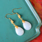 Silver gold plated Hetian jade earrings