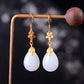 Silver gold plated Hetian jade earrings