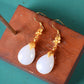 Silver gold plated Hetian jade earrings