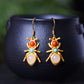 Silver gold plated Hetian jade earrings