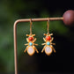 Silver gold plated Hetian jade earrings