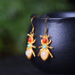 Silver gold plated Hetian jade earrings