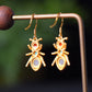 Silver gold plated Hetian jade earrings