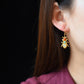 Silver gold plated Hetian jade earrings