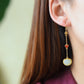 Silver gold plated Hetian jade earrings