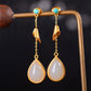 Silver gold plated Hetian jade earrings