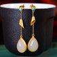 Silver gold plated Hetian jade earrings