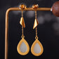 Silver gold plated Hetian jade earrings