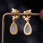 Silver gold plated Hetian jade earrings