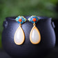 Silver gold plated Hetian jade earrings