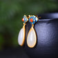 Silver gold plated Hetian jade earrings