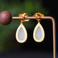 Silver gold plated Hetian jade earrings