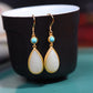 Silver gold plated Hetian jade earrings