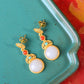 Silver gold plated Hetian jade earrings