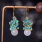 Silver gold plated Hetian jade earrings