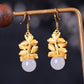 Silver gold plated Hetian jade earrings