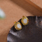 Silver gold plated Hetian jade earrings