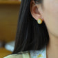 Silver gold plated Hetian jade earrings