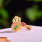 Silver gold plated Hetian jade ring