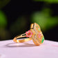 Silver gold plated Hetian jade ring