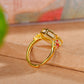 Silver gold plated Hetian jade ring