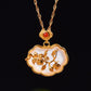 Silver gold plated Hetian jade pendant