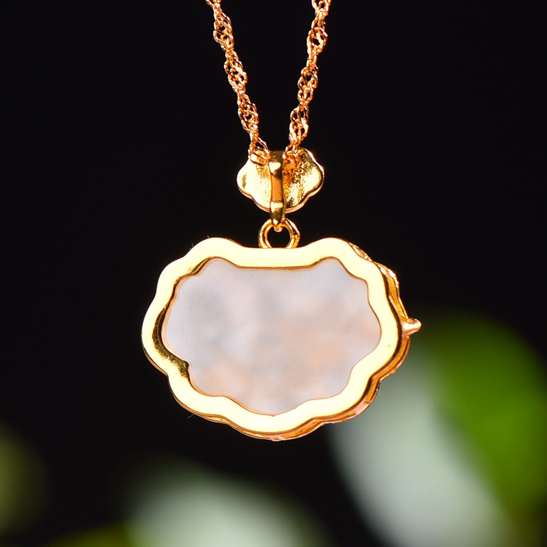 Silver gold plated Hetian jade pendant