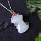 Silver inlaid Hetian jade pendant