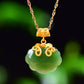 Silver gold plated Hetian jade pendant