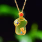 Silver gold plated Hetian jade pendant