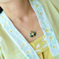 Silver gold plated Hetian jade pendant