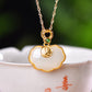 Silver gold plated Hetian jade Ruyi lock pendant