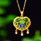 Silver gold plated Hetian jade pendant