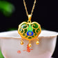 Silver gold plated Hetian jade pendant