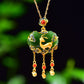 Silver gold plated Hetian jade pendant